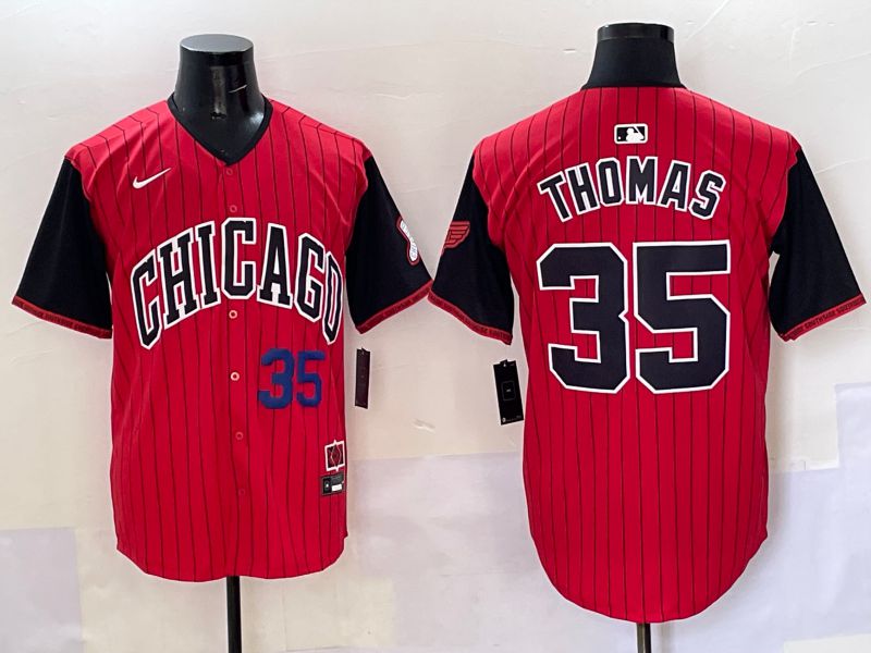 Men 2025 Chicago White Sox #35 Thomas Red Stripe Joint Name Nike MLB Jersey style 33->chicago white sox->MLB Jersey
